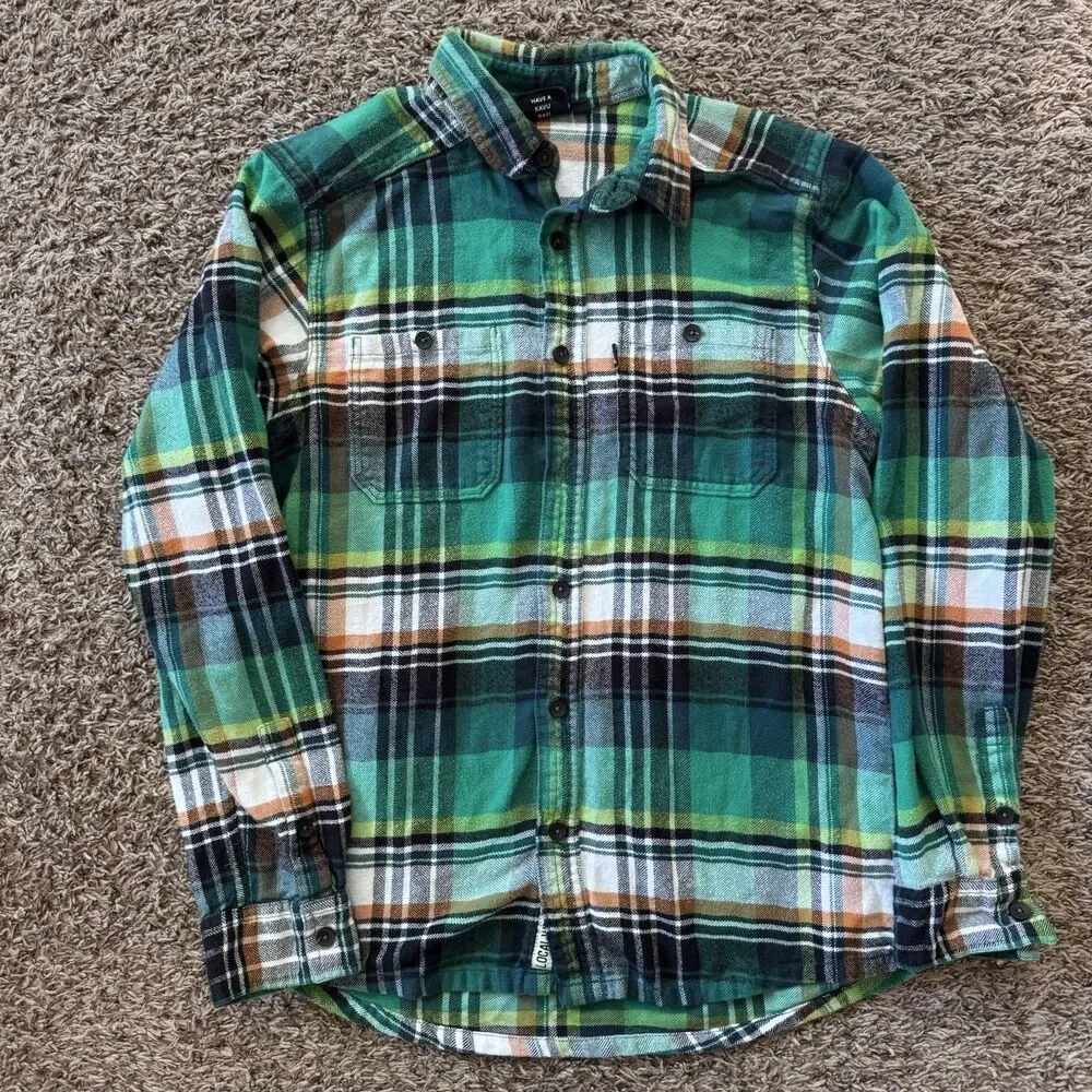KAVU Men's Medium Multi Color Plaid Flannel Long Sleeve Button Down Shirt *READ* - Picture 1 of 8